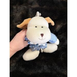 Cherokee White Dog Plush Blue Denim Round Body 6" Stuffed Animal Soft Dreams Toy